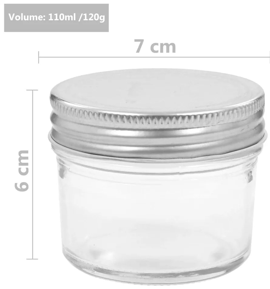 vidaXL Βάζα Μαρμελάδας 96 τεμ. 110 ml Γυάλινα με Ασημένια Καπάκια