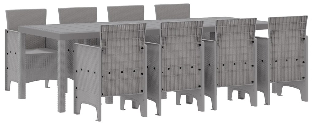 vidaXL Σετ Εξωτερικής Τραπεζαρίας 9 pcs Λευκό 250 x 100 x 73 εκ