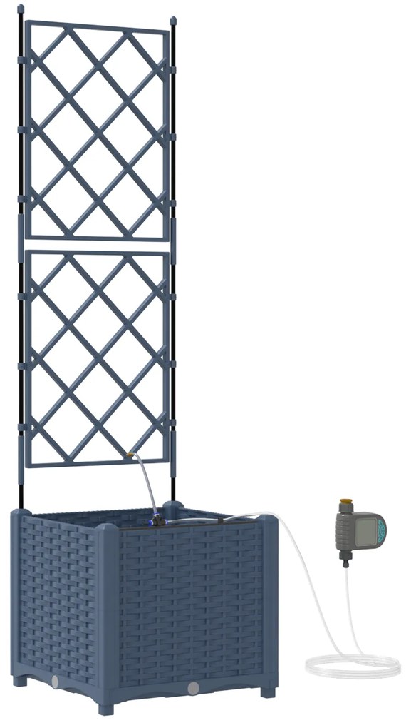 vidaXL Γλάστρες Κήπου 1 τεμ Καφασωτό Γκρι 40 x 40 x 142 cm Πλαστικό