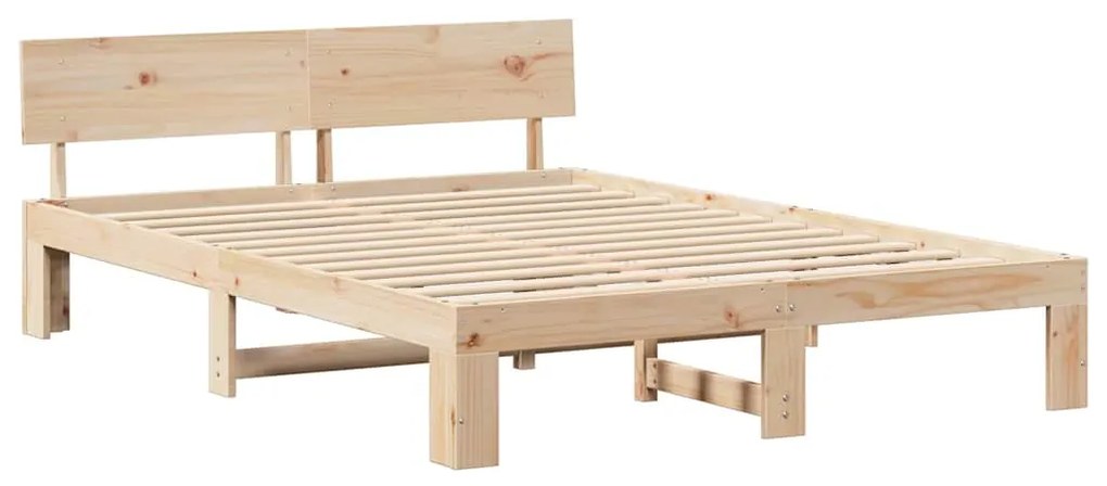 vidaXL Σκελετός Κρεβατιού Καφέ 140 x 200 cm Μασίφ ξύλο πεύκου