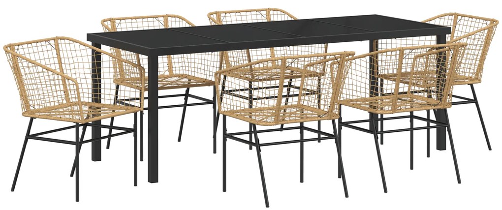 vidaXL Σετ Κηπουρικής Έξι Τεμαχίων  Καφέ Πολυ Rattan