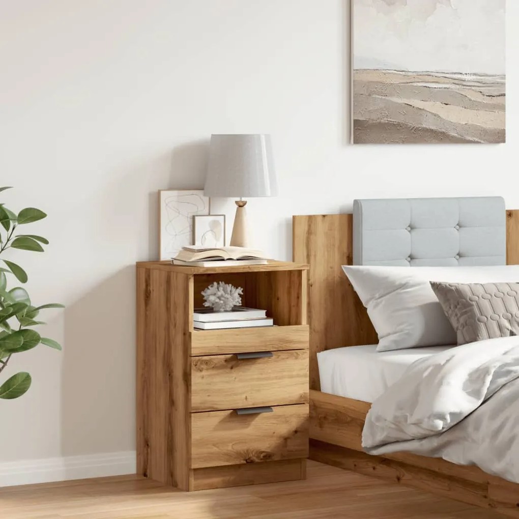 vidaXL Κομοδίνο Αρτισιανή Δρυς 40x36x65 εκ. από Επεξεργασμένο Ξύλο