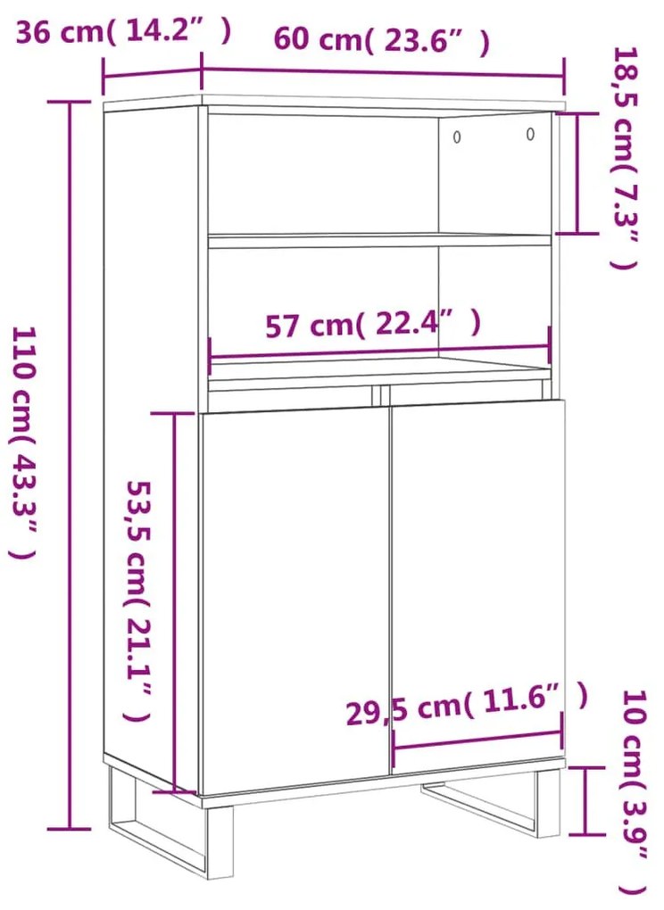 Ντουλάπι Καπνιστή δρυς 60 x 36 x 110 εκ. από Επεξεργασμένο Ξύλο - Καφέ