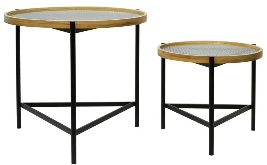 Σετ με 2 τραπέζια DKD Home Decor Μαύρο 64 x 64 x 55 cm 62 x 62 x 55,5 cm