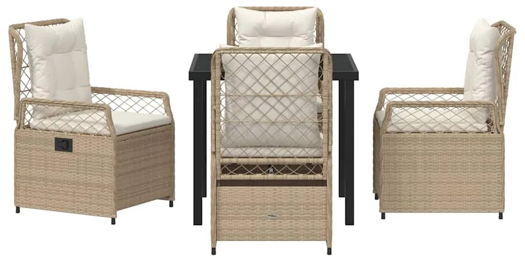 vidaXL Σέτ φαγητού για κήπο 5 pcs Μπεζ και Κρέμ συνθετικό ρατάν