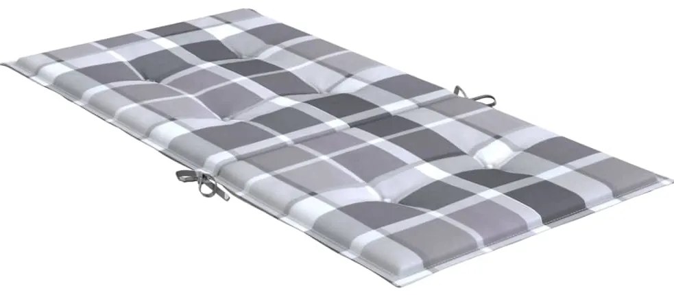 vidaXL Μαξιλάρια Καρέκλας Κήπου Πλάτη 4τεμ Γκρι Καρό 100x50x3εκ Oxford