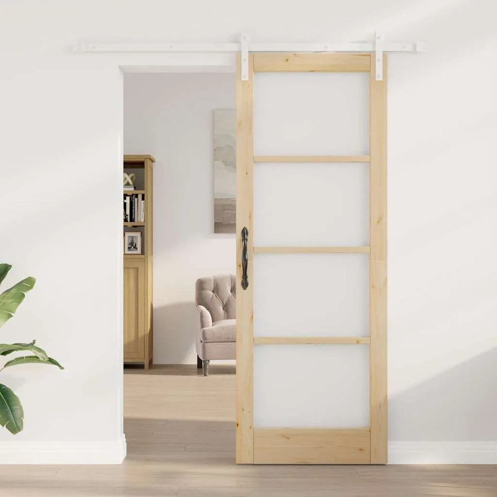 vidaXL Συρόμενη Πόρτα ORKDAL Καφέ 78 x 211 εκ Μασίφ ξύλο πεύκου