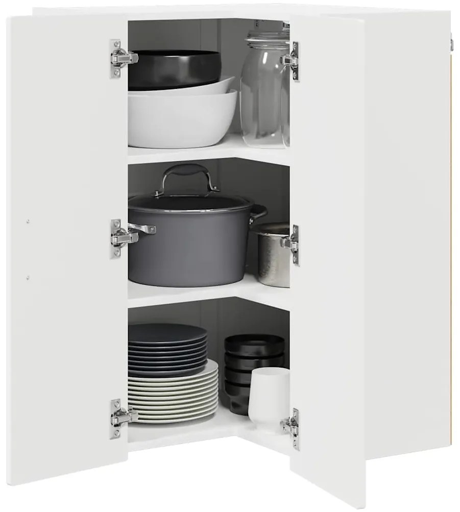 vidaXL Κρεμαστό ντουλάπι κουζίνας με ράφι Λευκό 57 x 57 x 80 εκ.