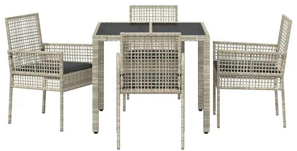 vidaXL Σέτ φαγητού για κήπο 5 pcs Ανοιχτό γκρι συνθετικό ρατάν