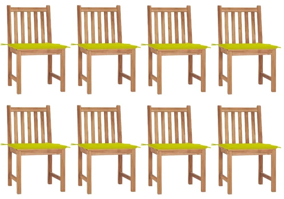 vidaXL Καρέκλες Κήπου 8 Τεμαχίων από Μασίφ Ξύλο Teak με Μαξιλάρια