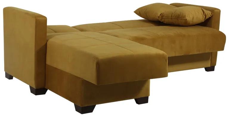 Artekko Efluewe Καναπές Κρεβάτι Γωνιακός Μουσταρδί Βελούδο (200x150x78)cm