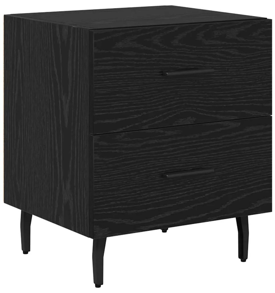 vidaXL Κομοδίνο 2 pcs Μαύρη δρυς 40 x 35 x 47.5 εκ Επεξεργασμένο ξύλο