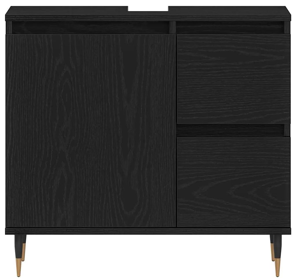 vidaXL Ντουλάπι Μπάνιου Μαύρη δρυς 65 x 33 x 60 εκ Επεξεργασμένο ξύλο