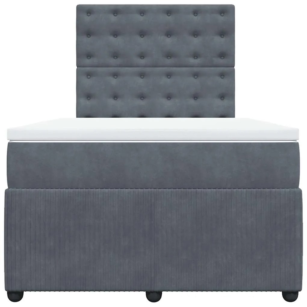 vidaXL Κρεβάτι Boxspring με Στρώμα Σκούρο Γκρι 120x190 εκ. Βελούδινο