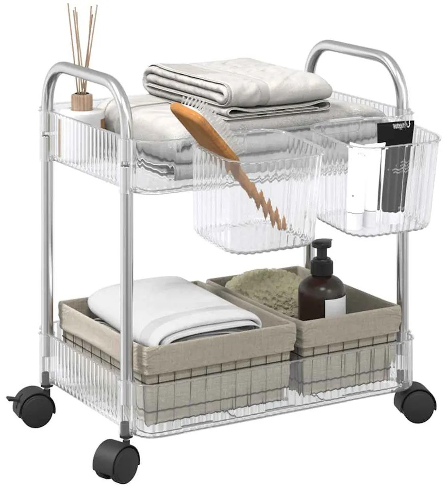 Καρότσι αποθήκευσης 2 Επίπεδα Διαφανές 37x28x43,5 εκ. Ακρυλικό