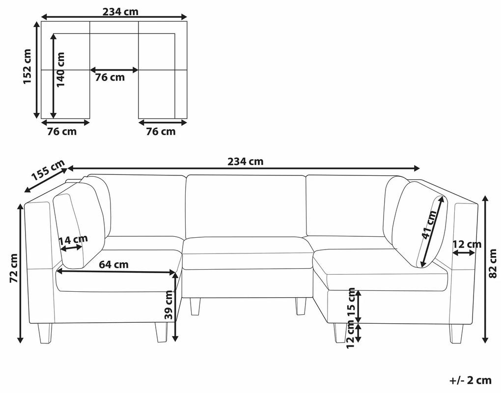 Πολυμορφικός γωνιακός καναπές Berwyn 1772, Μαύρο, 234x152x82cm, 99 kg, Πόδια: Ξύλο, Ξύλο: Ευκάλυπτος | Epipla1.gr