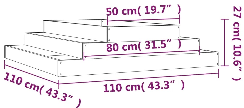 vidaXL Ζαρντινιέρα Λευκή 110 x 110 x 27 εκ. από Μασίφ Ξύλο Πεύκου