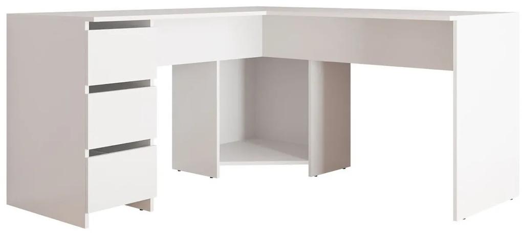Γωνιακό τραπέζι γραφείου Trenton 136, Με συρτάρια, Αριθμός συρταριών: 3, 74x142x142cm, 34 kg, Άσπρο | Epipla1.gr