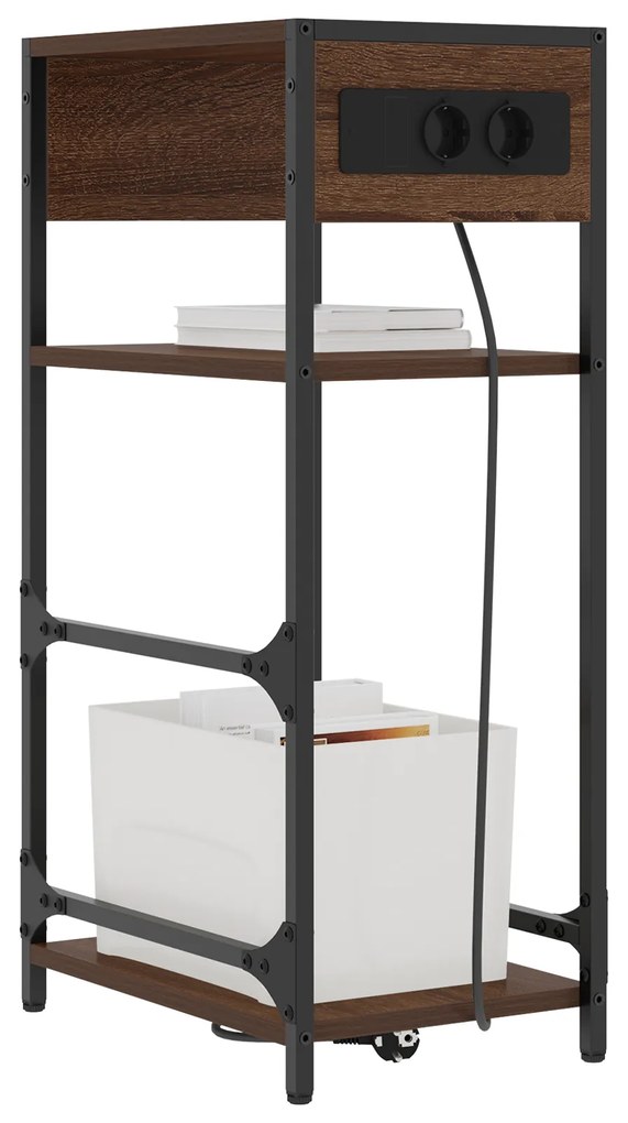 vidaXL Κομοδίνο Καφέ δρυς 40 x 27 x 76 εκ Επεξεργασμένο ξύλο
