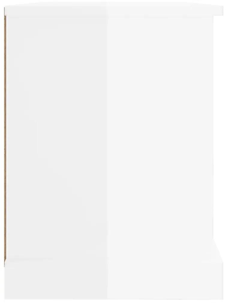 Έπιπλο Τηλεόρασης Γυαλ. Λευκό 73x35,5x47,5εκ. από Επεξ. Ξύλο - Λευκό