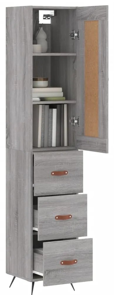 vidaXL Μπουφές Sonoma Γκρι 34,5 x 34 x 180 εκ. από Επεξεργασμένο Ξύλο