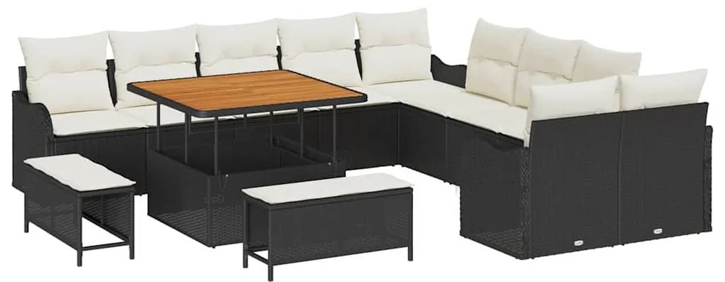 vidaXL Σετ Καναπέ Κήπου 13 pcs Μαύρο συνθετικό ρατάν