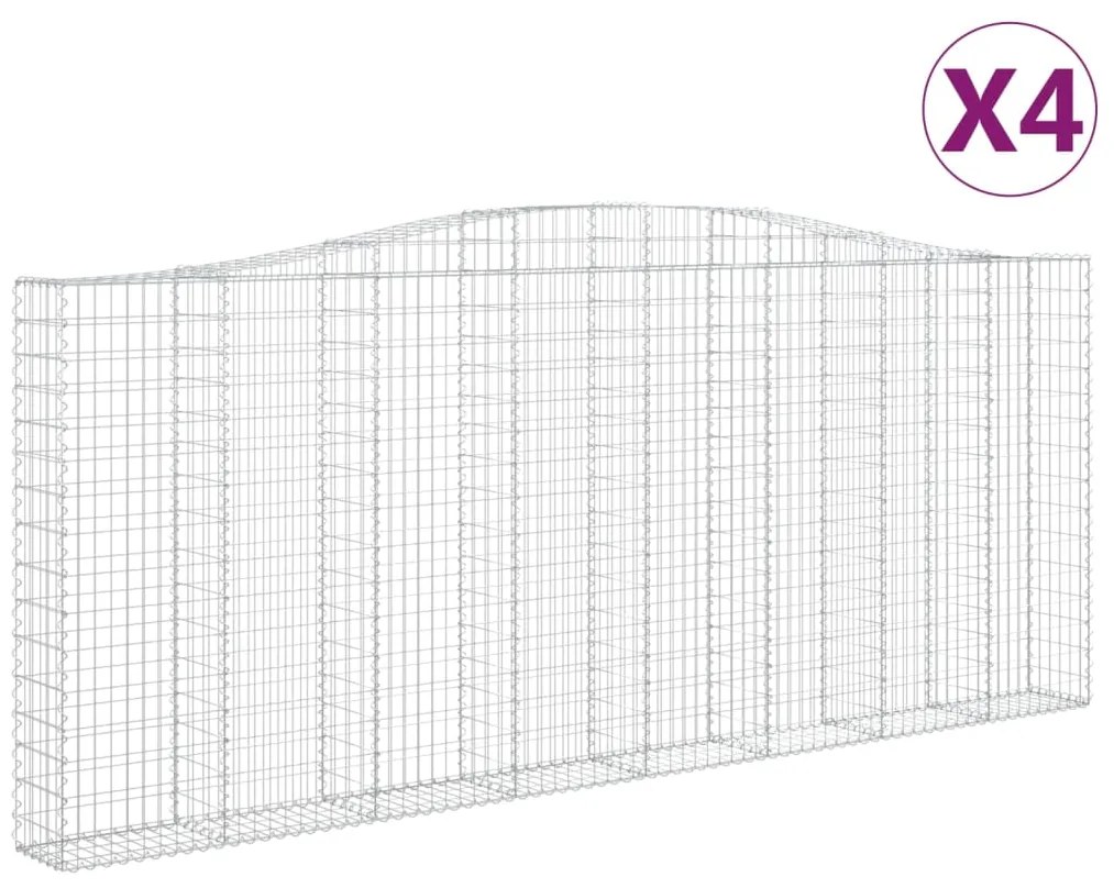 vidaXL Συρματοκιβώτια Τοξωτά 4 τεμ. 400x30x160/180 εκ. Γαλβαν. Ατσάλι