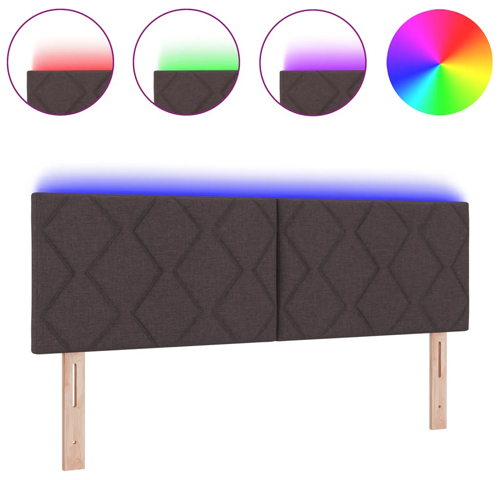 vidaXL LED Κεφαλάρι Γεωμετρικό Σχέδιο Διαμαντιών Σκούρο Καφέ 160 cm Ύφασμα