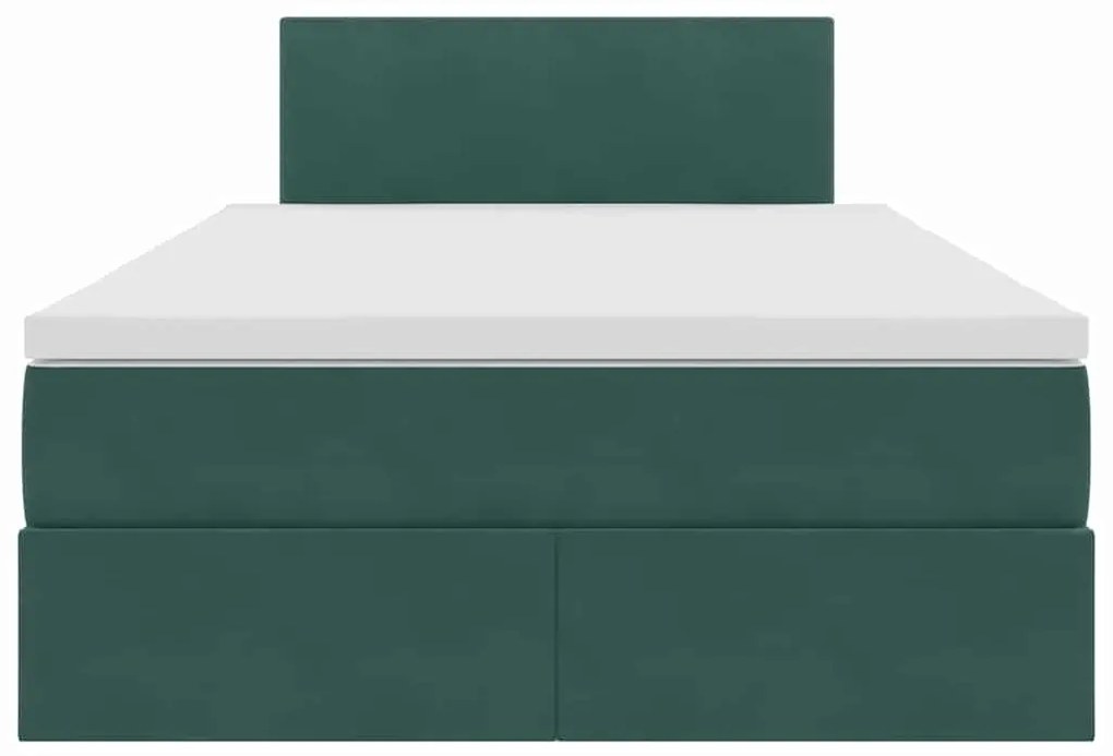 vidaXL Κρεβάτι Αποθήκης με στρώμα Σκούρο Πράσινο 120 x 200 cm Βελούδο