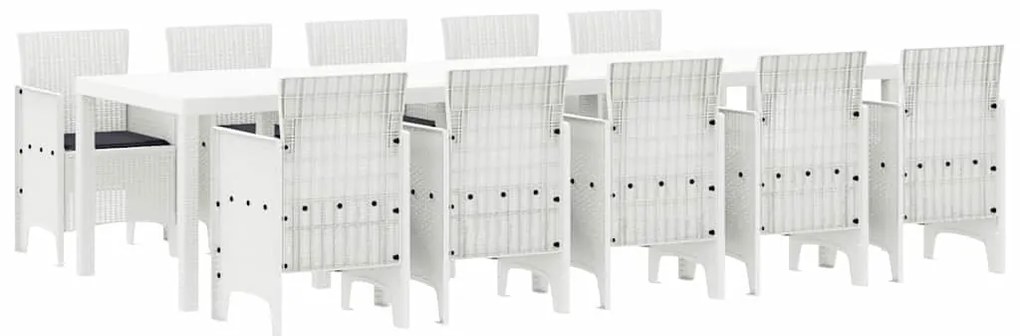 vidaXL Σέτ φαγητού για κήπο 11 pcs Λευκό Πολυράτταν και Αλουμίνιο