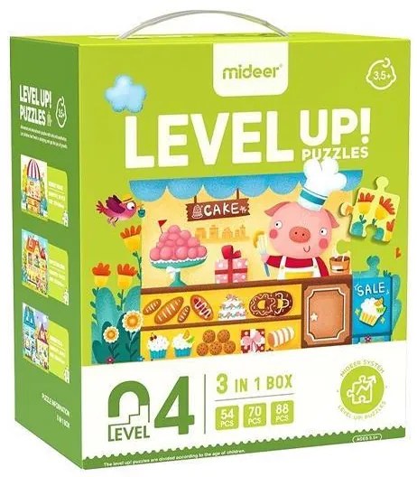 Mideer παζλ 3 σε 1 - Level Up 4 &quot;Town&quot; 54,70 - 88τμχ  τμχ.