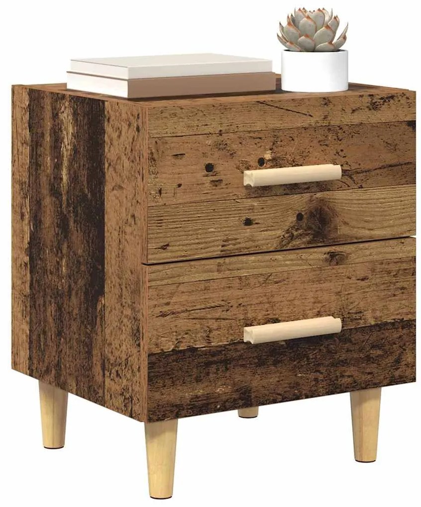 vidaXL Ντουλάπι κρεβατιού με συρτάρι 2 pcs Παλιό ξύλο 40 x 35 x 47.5cm