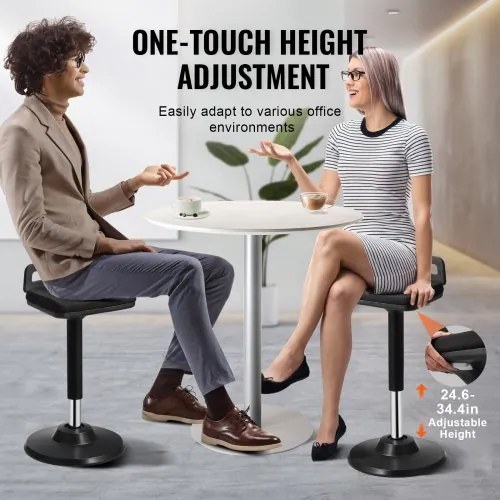 VEVOR Wobble Chair Height-Adjustable (24.6-34.4&quot;) Active Chair with Handle Black