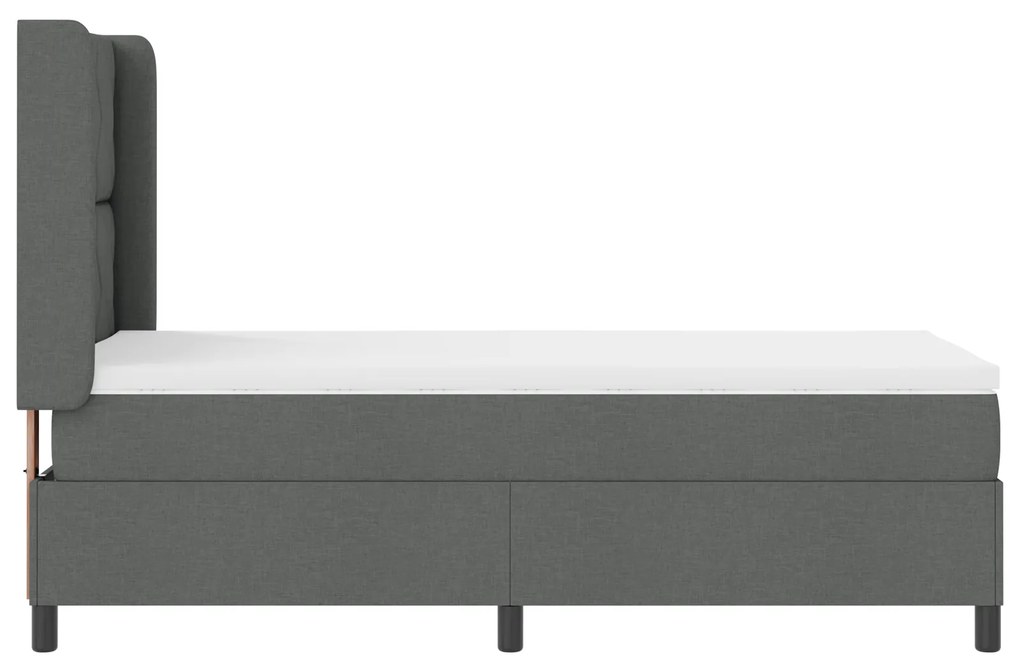 vidaXL Κρεβάτι με Στρώμα Σκούρο Γκρι, 90x200 εκ, Ύφασμα