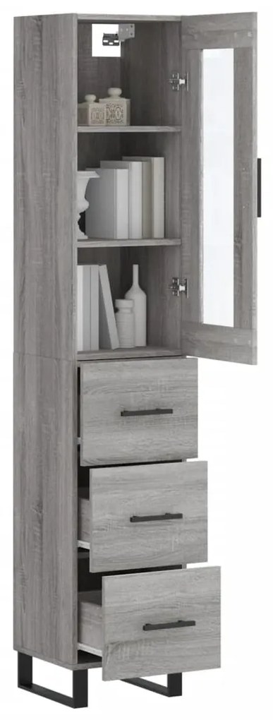 vidaXL Μπουφές Sonoma Γκρι 34,5 x 34 x 180 εκ. από Επεξεργασμένο Ξύλο