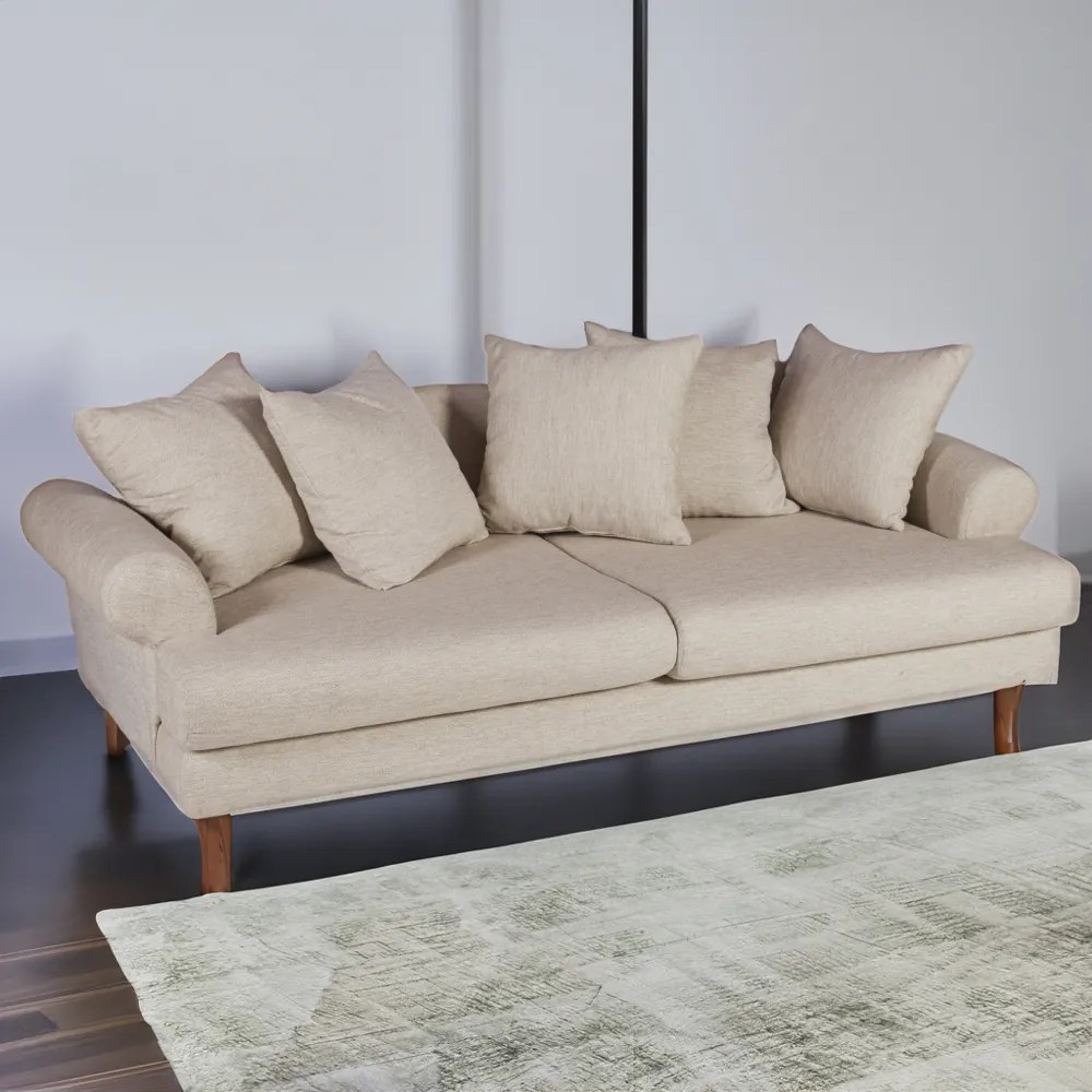 Artekko Uk Sofa Καναπές Τριθέσιος Υφασμάτινος Μπεζ (210x100x75)cm - 783-7178