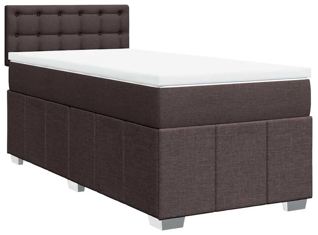 vidaXL Κρεβάτι Boxspring με Στρώμα Σκούρο Καφέ 90x200 εκ. Υφασμάτινο