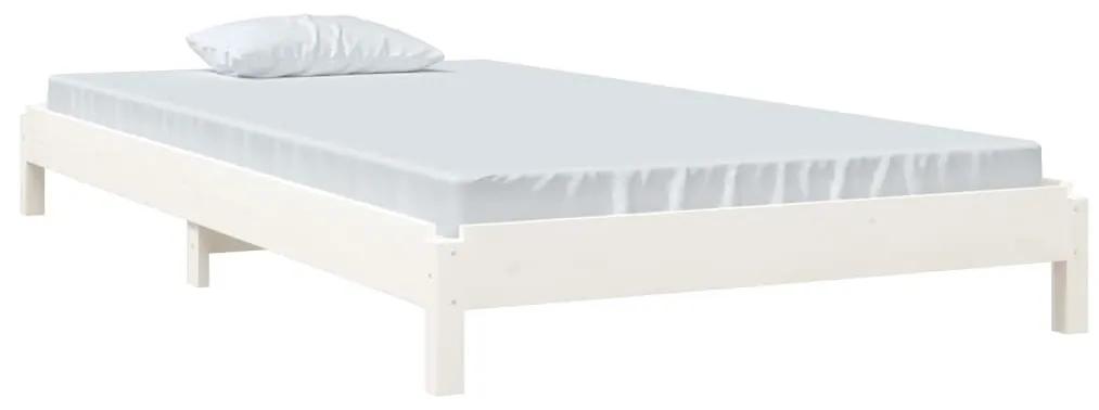 Κρεβάτι Στοιβαζόμενο Λευκός 90x200 εκ. από Μασίφ Ξύλο Πεύκου - Λευκό