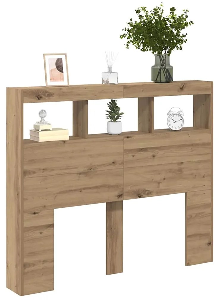 vidaXL Κεφαλάρι Ντουλάπι με LED artisan δρυς 121 x 17 x 102 εκ.