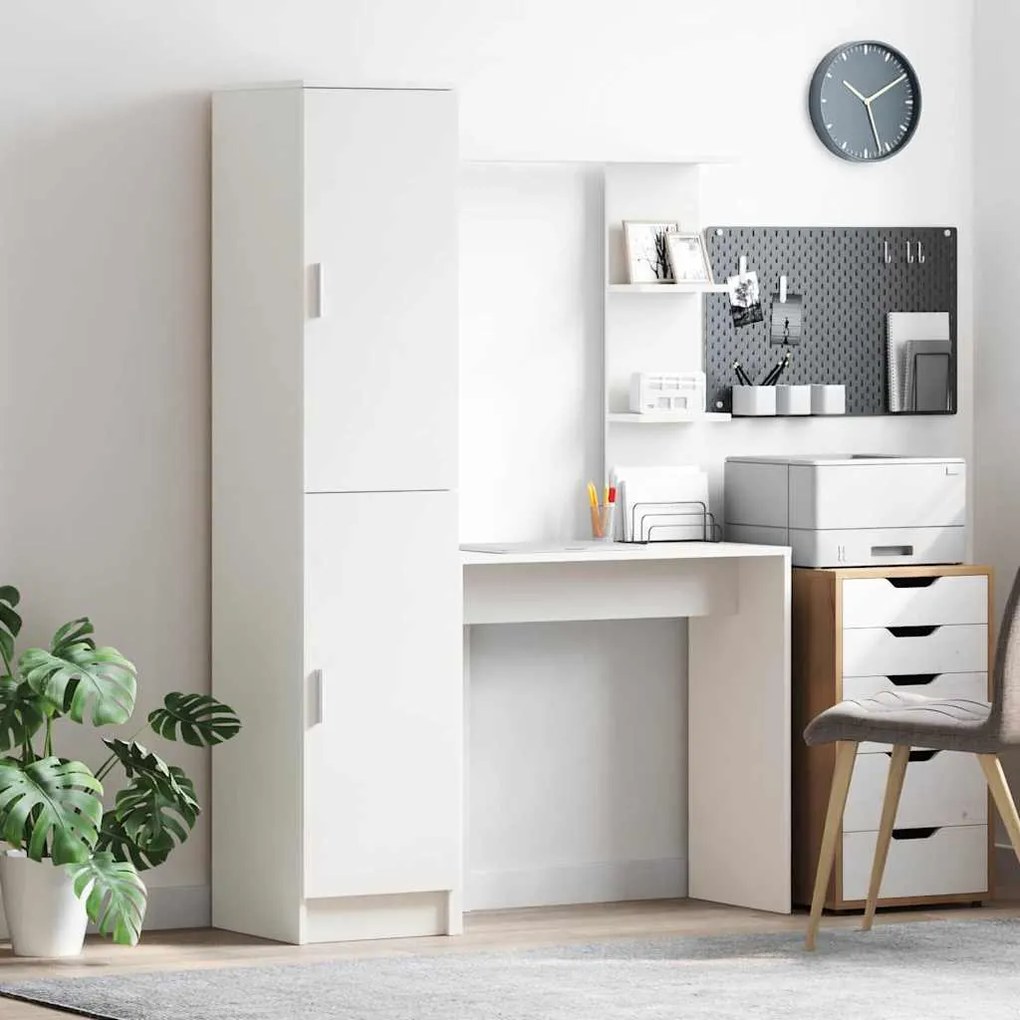 vidaXL Γραφείο με αποθηκευτικό χώρο 2 pcs Λευκό 78.5 x 37 x 154.5 εκ
