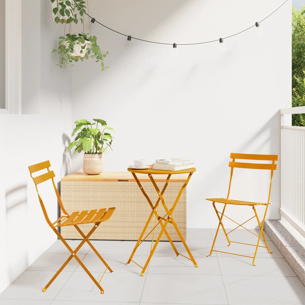 vidaXL Σετ Bistro 3 Τεμαχίων Μουσταρδί Ξύλου