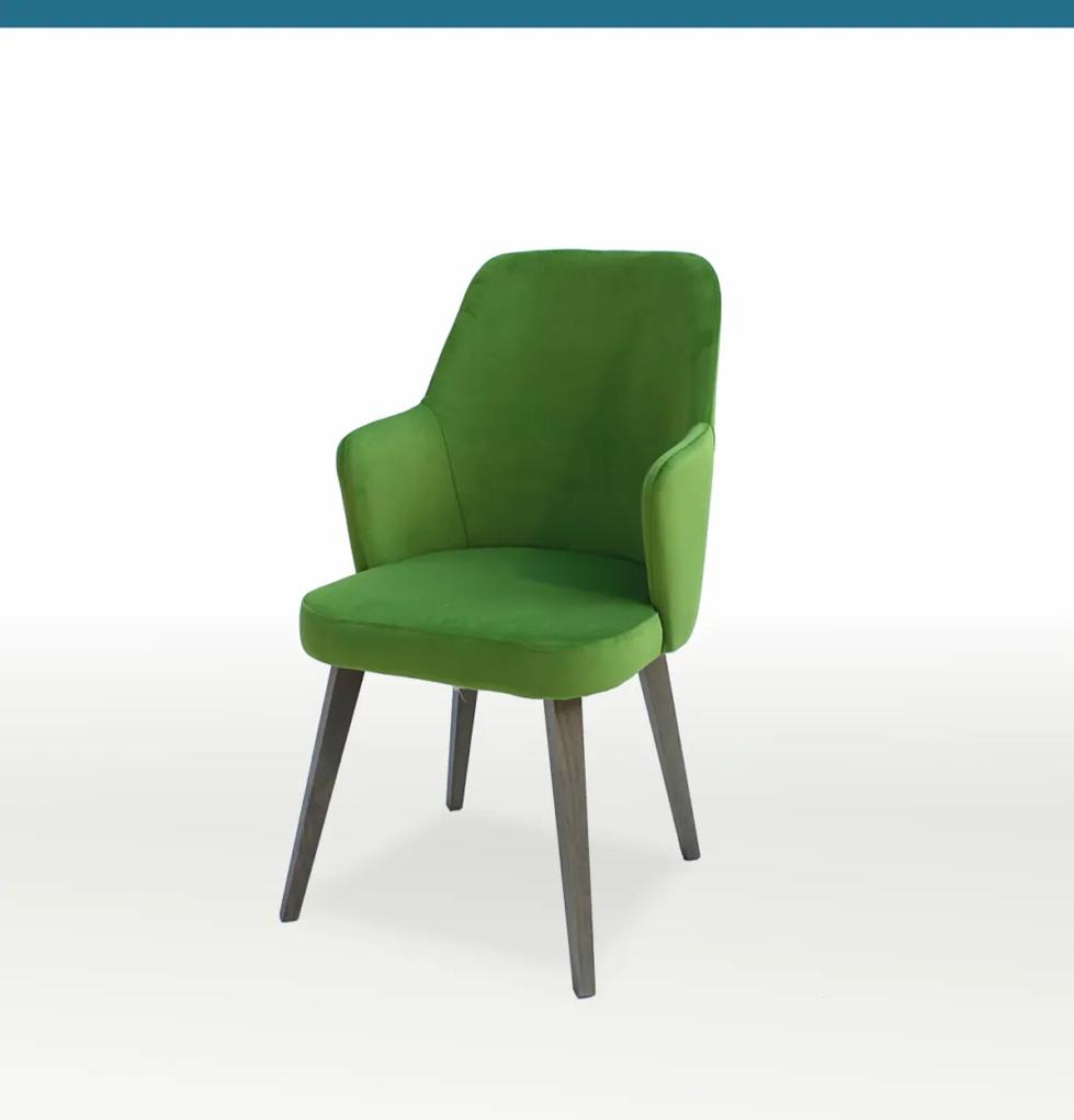Ξύλινη-βελούδινη καρέκλα Master πράσινο-καφέ 95,5x48,5x50x44,5cm, FAN1234