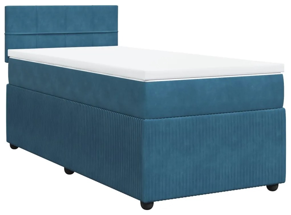 vidaXL Κρεβάτι Boxspring με Στρώμα Μπλε 80 x 200 εκ. Βελούδινο