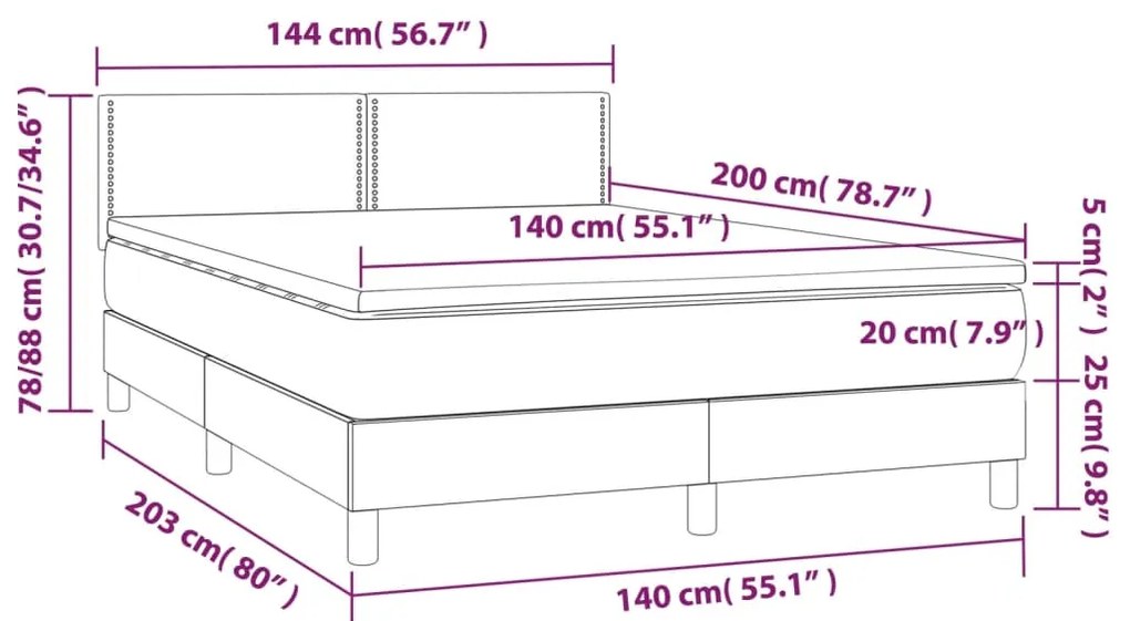 ΚΡΕΒΑΤΙ BOXSPRING ΣΤΡΩΜΑ&amp;LED ΚΑΠΟΥΤΣΙΝΟ 140X200 ΕΚ. ΣΥΝΘ. ΔΕΡΜΑ 3134170