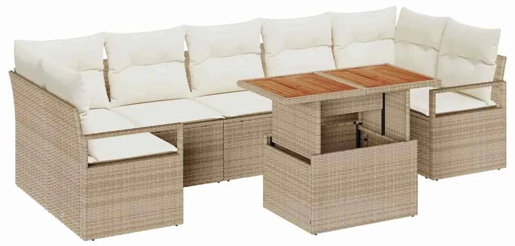 vidaXL Σετ Καναπέ Κήπου με μαξιλάρι 8 pcs Μπεζ, Κρέμα 100 x 55 x 73 εκ