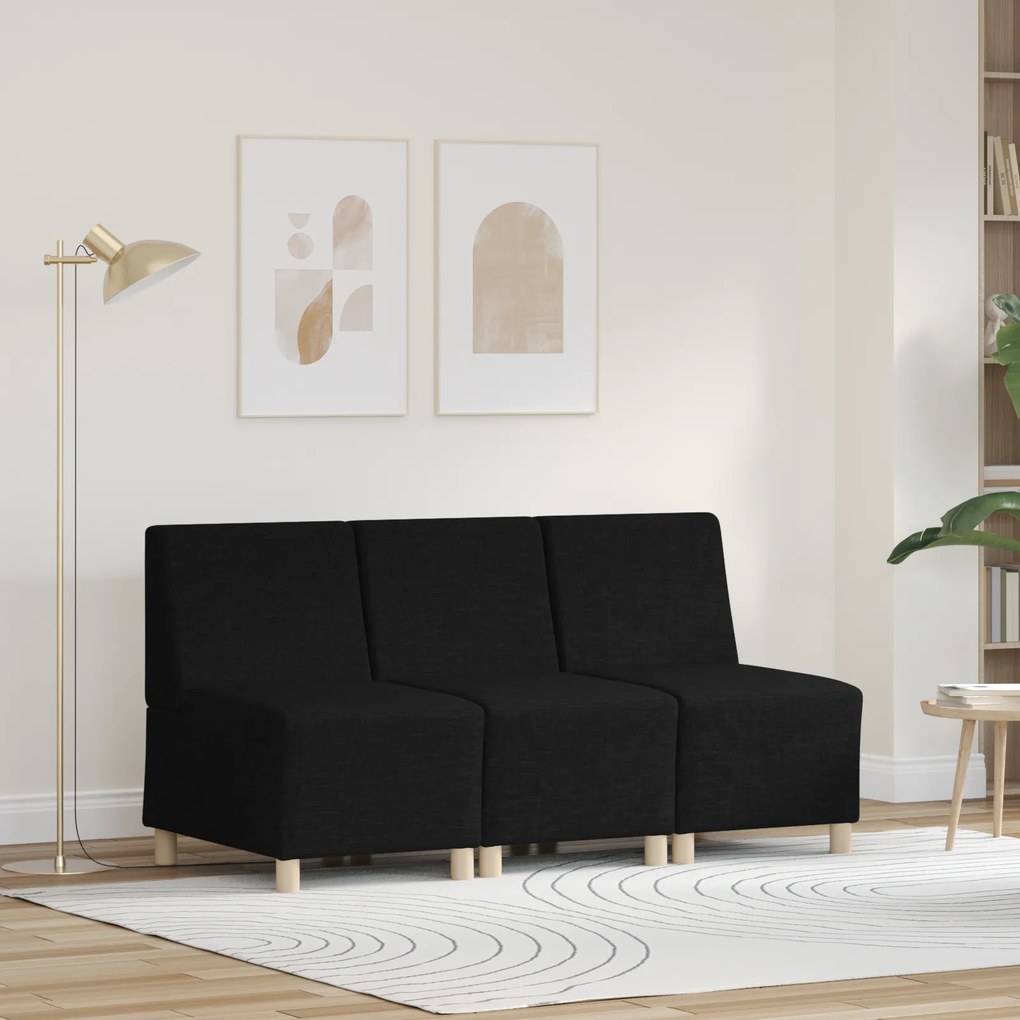 vidaXL Καθίσμα Σαλονιού 3 pcs Μαύρο 55 x 74 x 82 εκ. ύφασμα