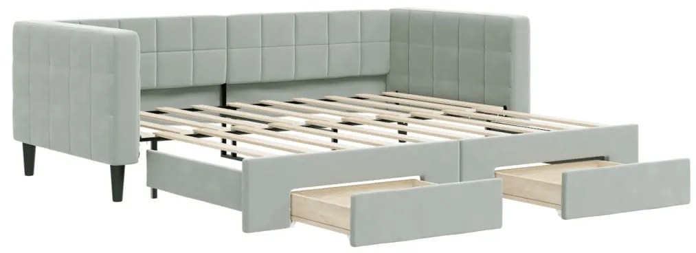 vidaXL Καναπές Κρεβάτι Συρόμενος Αν. Γκρι 90x190 εκ Βελούδο & Συρτάρια