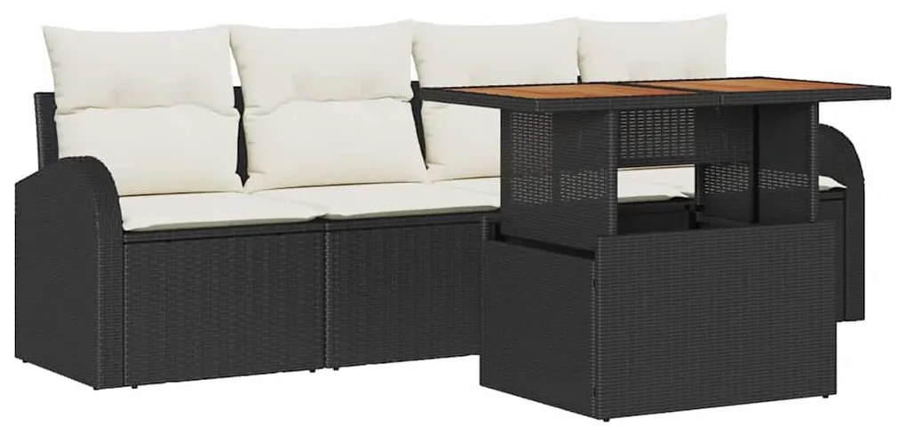 vidaXL Σετ Καναπέ Κήπου 5 pcs Μαύρο και κρεμ 100 x 55 x 73 εκ