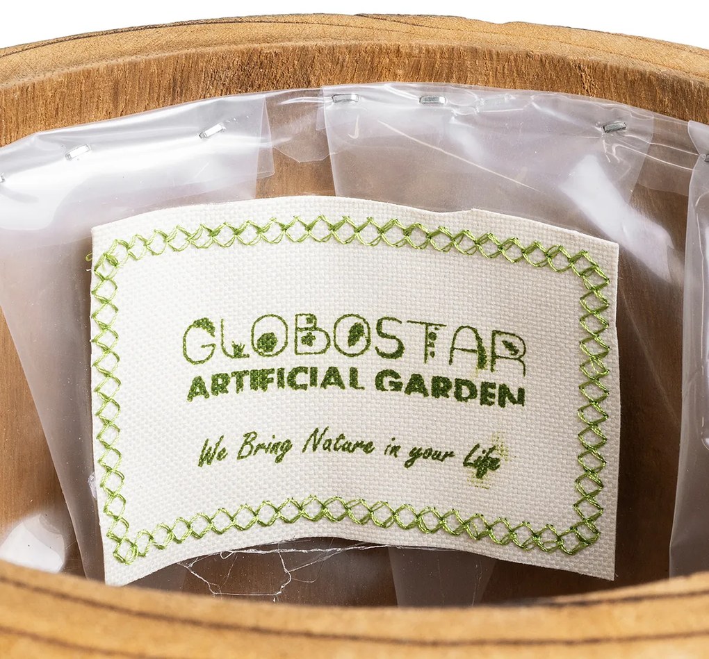 GloboStar® Artificial Garden JAMAICA 20554 Διακοσμητικό Ξύλινο Κασπώ Γλάστρα - Flower Pot Καφέ Φ22 x Υ46cm