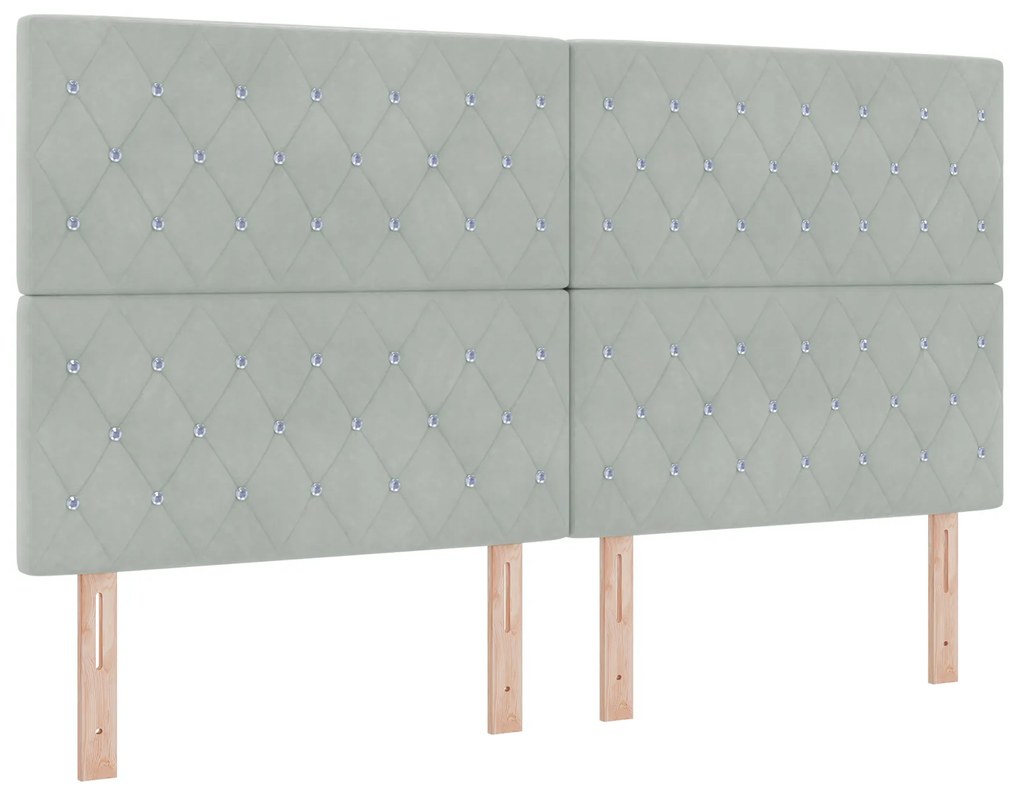 vidaXL Κρεβάτι Box Spring με Στρώμα & Φωτισμό LED Γκρι 180x200 εκ. Βελούδο